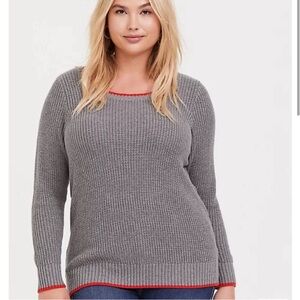 (0046) Torrid gray sweater orange trim sz 0